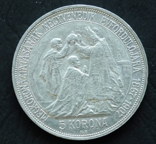 5 koron - 40. rocznica koronacji Franciszka Józefa I  1907 r.